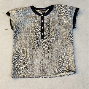Vintage Escada Top Blouse Leopard Silk Metalic Medium 1999s